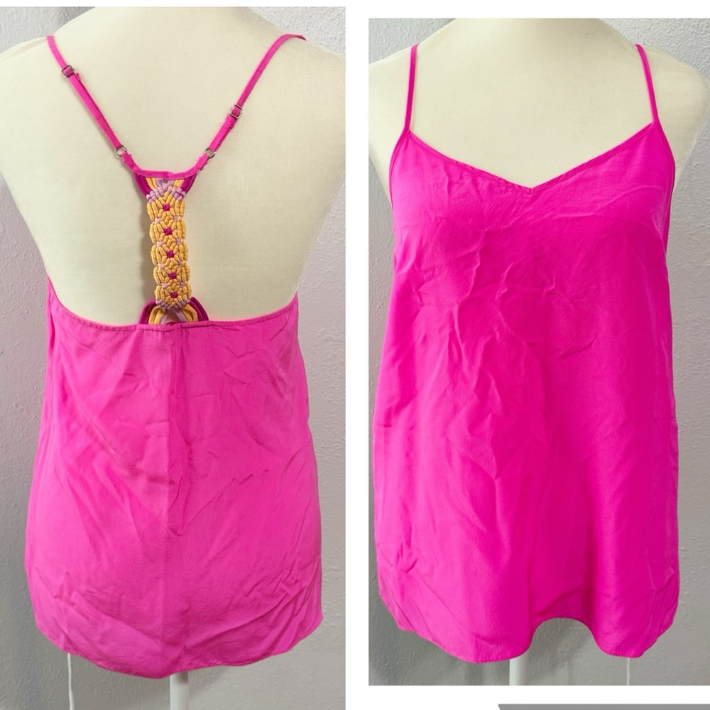 Lilly Pulitzer pink silk crochet tank xs